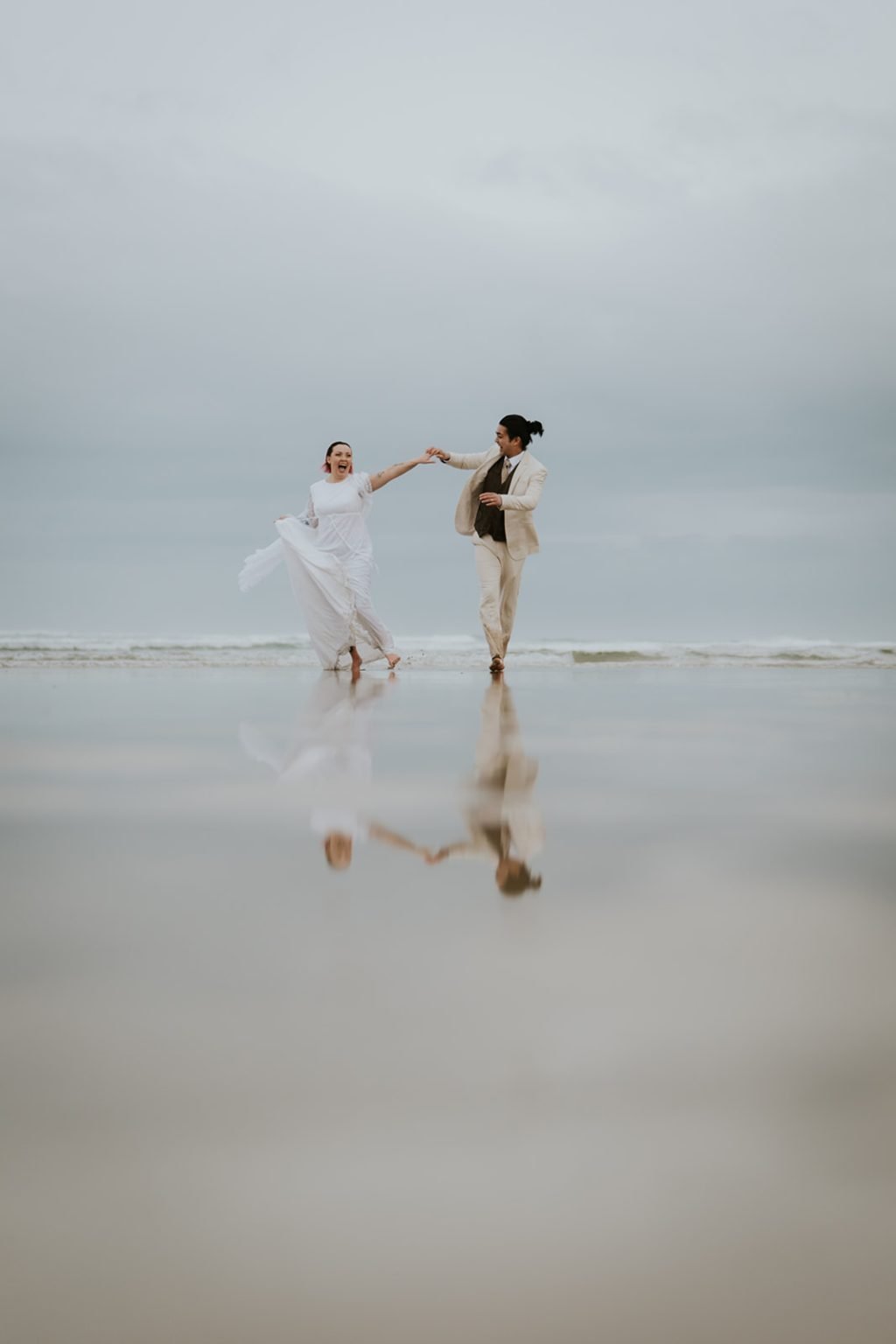 Happy Couple after heir Wild Swimming elopement in Cornwall