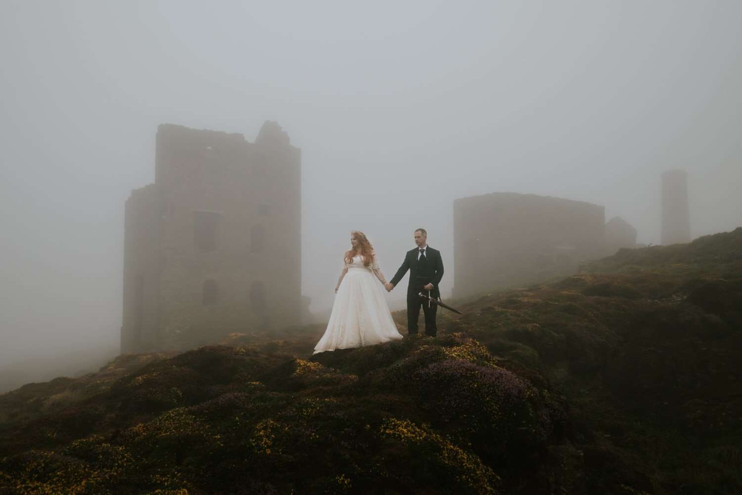 wheal Coates st Agnes driftwood spars elopement wedding
